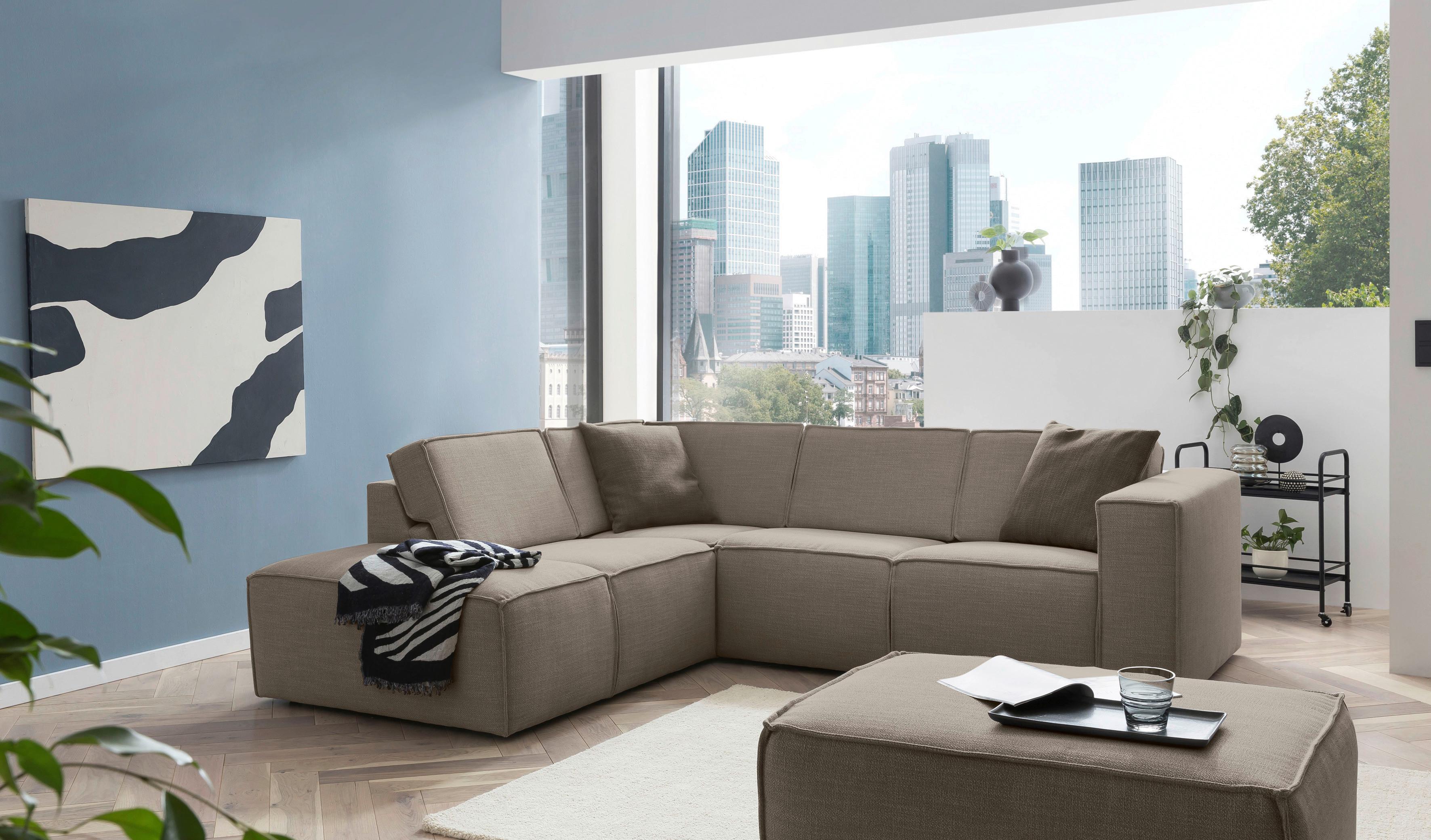 Ecksofa Dice Taupe/grau 220x275 Cm - Taupe/Schwarz, MODERN, Textil (220/275cm) - Trendmanufaktur