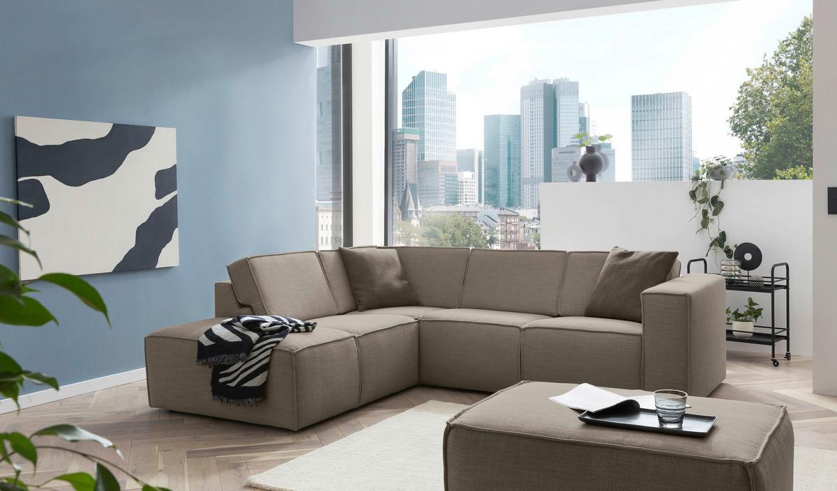 Ecksofa Dice Taupe/grau 220x275 Cm - Taupe/Schwarz, MODERN, Textil (220/275cm) - Trendmanufaktur