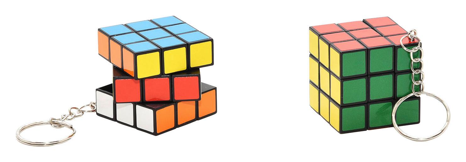 Schlüsselanhänger Zauberwürfel Funktionsfähig - Multicolor, Kunststoff (3,5/3,5/3,5cm)
