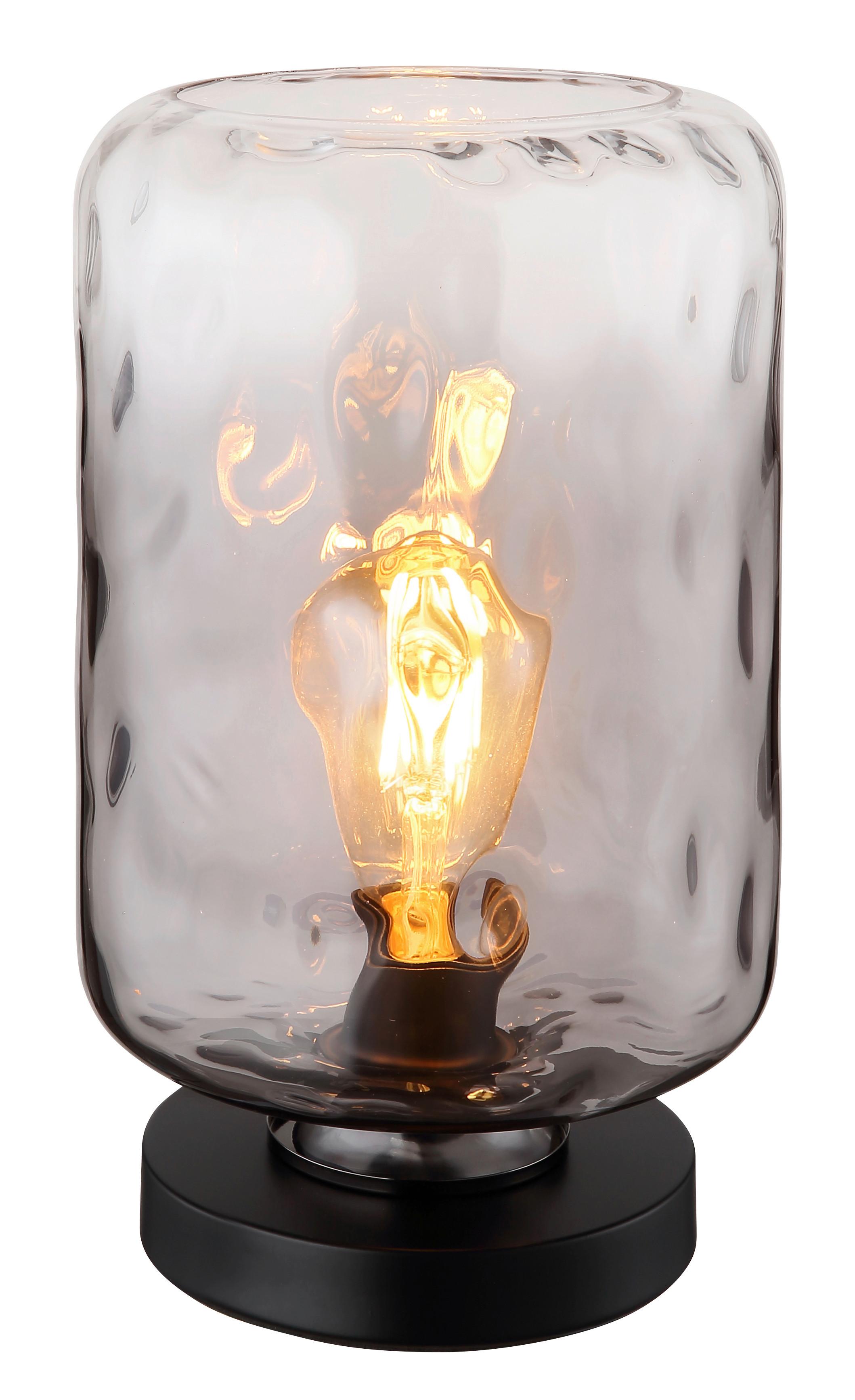 Tischleuchte 16046ts - Klar/Schwarz, KONVENTIONELL, Glas/Metall (19/32,5cm) - Globo