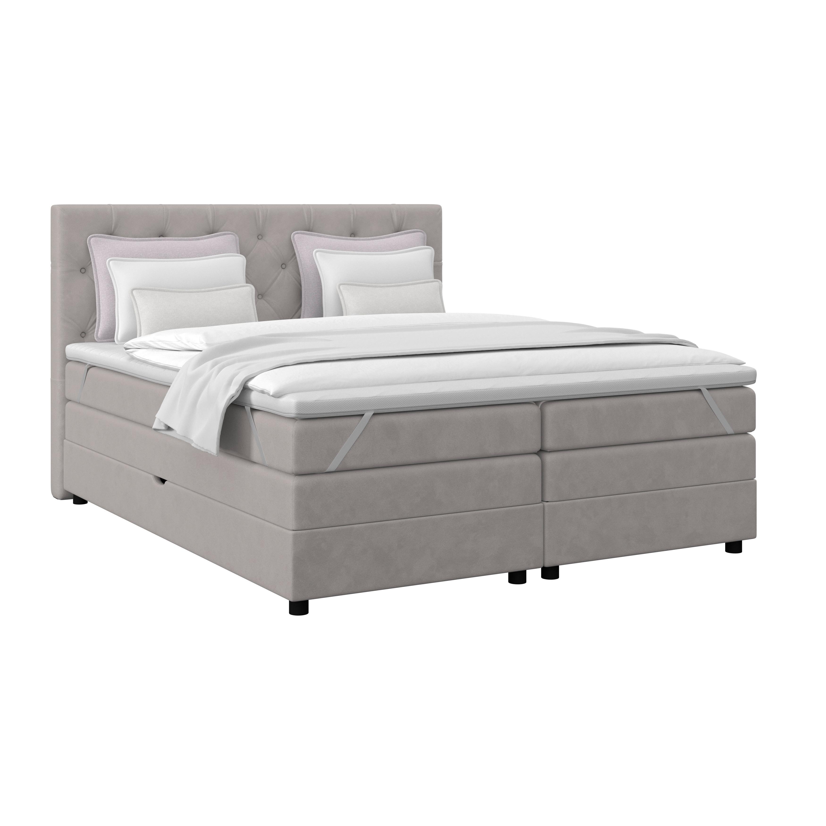 Boxspringbett Elio Silberfarben 180x200 Cm H3