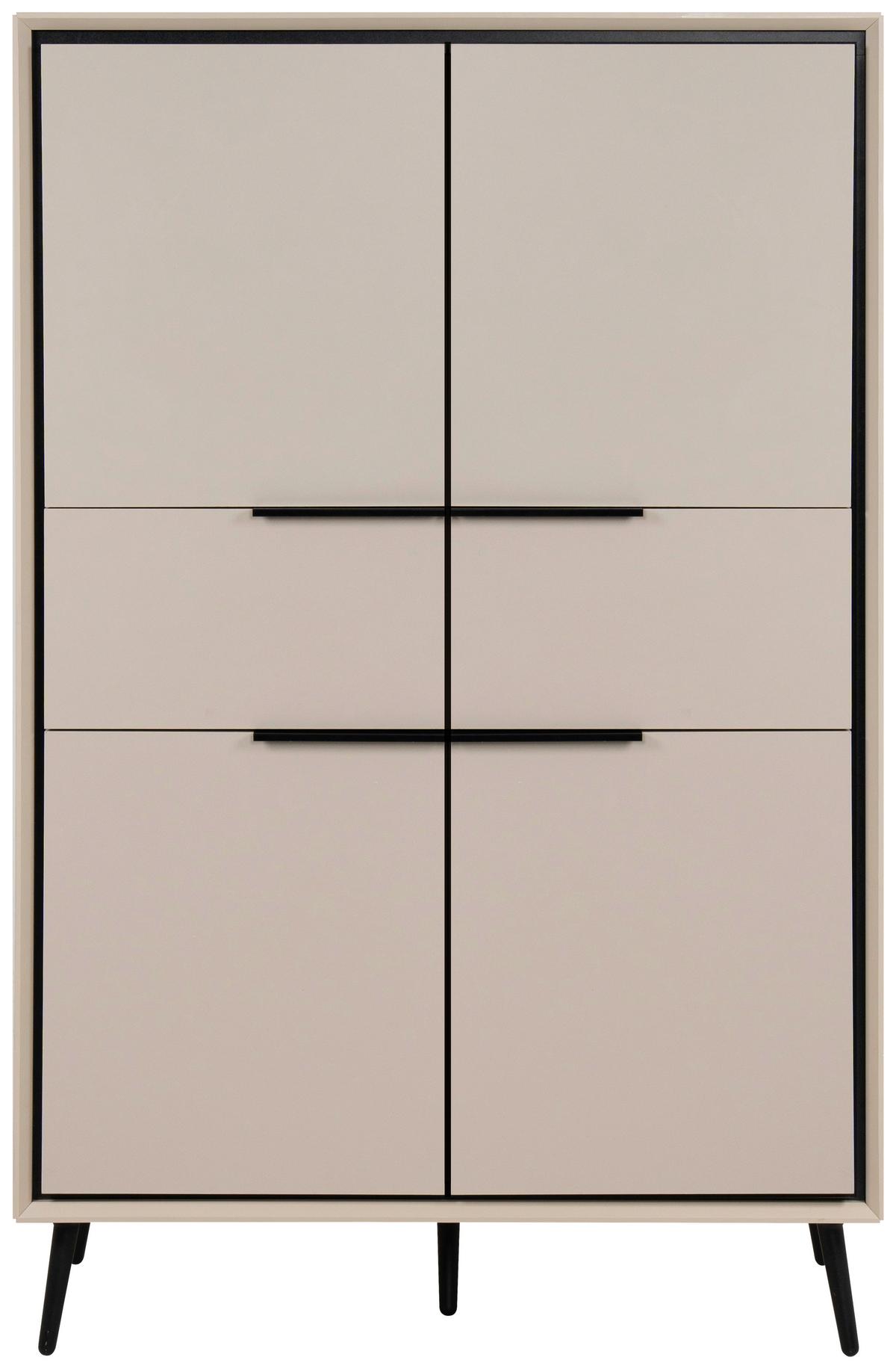 Highboard Arona - Sandfarben/Schwarz, KONVENTIONELL, Holzwerkstoff (90/140/38cm) - Livetastic