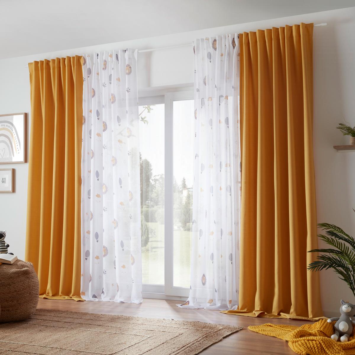 HOTOVÝ ZÁVES LEO, 135/255cm, žltá - žltá, textil (135/255cm) - Premium Living