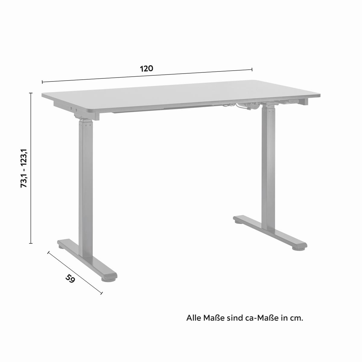 Výškově nastavitelný psací stůl Romina 120x59 cm - černá, Moderní, kov/dřevo (120/59/73,1-123,1cm) - Bessagi Home