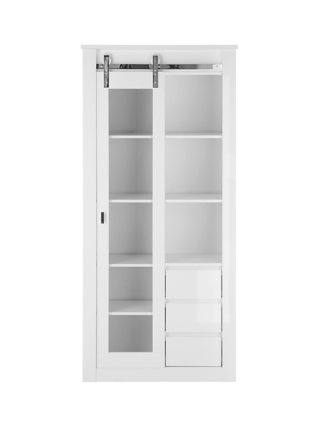VITRINE Daytona Weiß HG B: 93cm - Weiß Hochglanz/Weiß, Design, Holzwerkstoff (93/201/38cm) - Livetastic