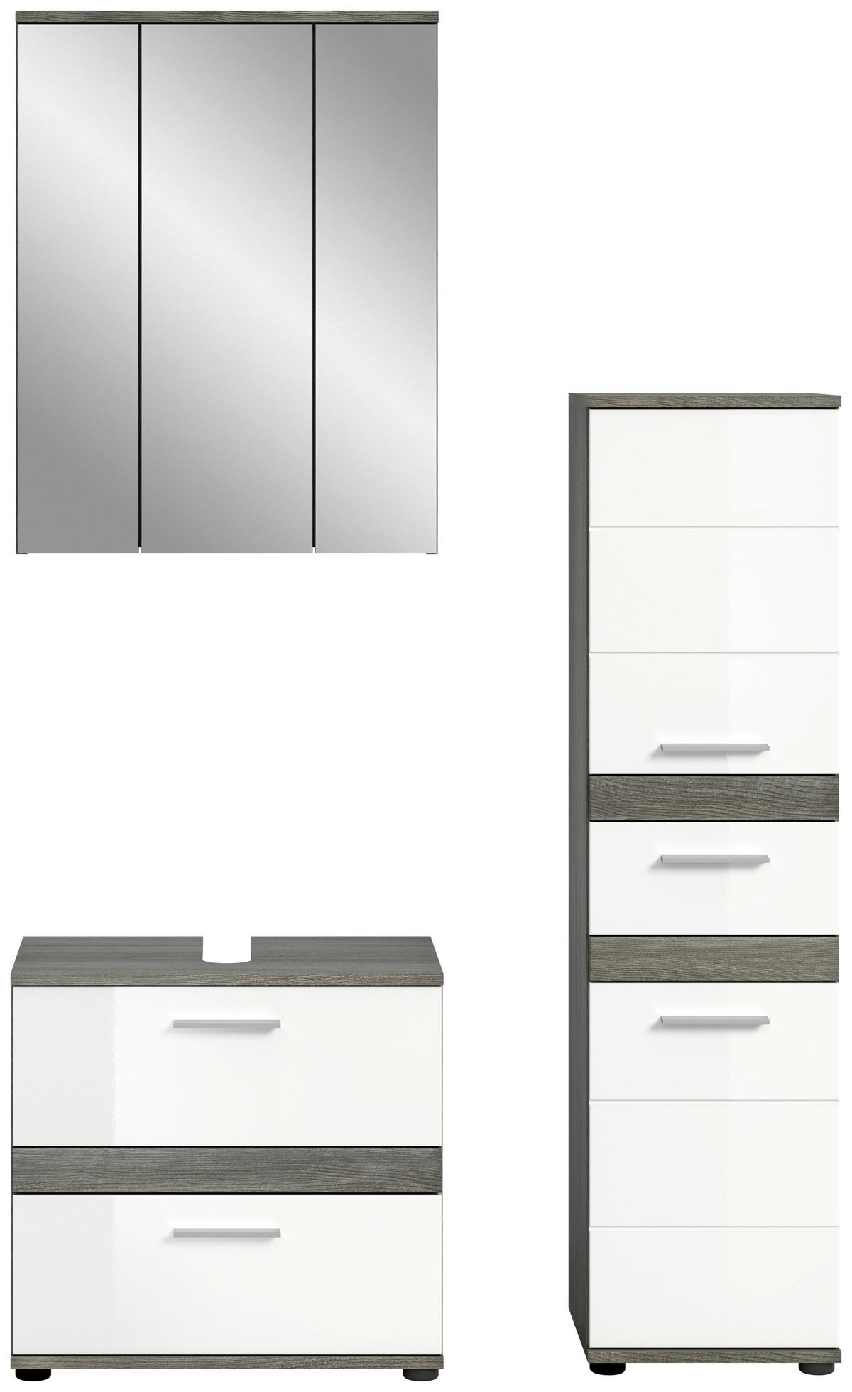 Badezimmer Blake Weiß Hg B: 105 Cm - Weiß Hochglanz/Schwarz, MODERN, Glas/Holzwerkstoff (105cm) - MID.YOU