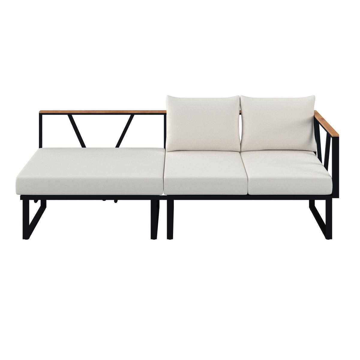 TERASOVÁ SEDACIA SÚPRAVA LORETTA - čierna/farba akácie, Modern, kov/drevo (80/75/80cm) - Bessagi Garden