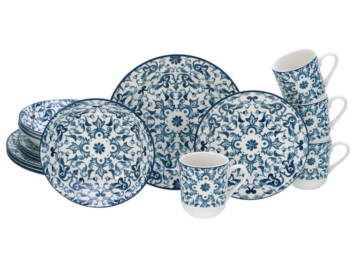 Kombiservice Fresco Blau Blau, Weiß L: 33 Cm - Blau/Weiß, Basics, Keramik - Creatable