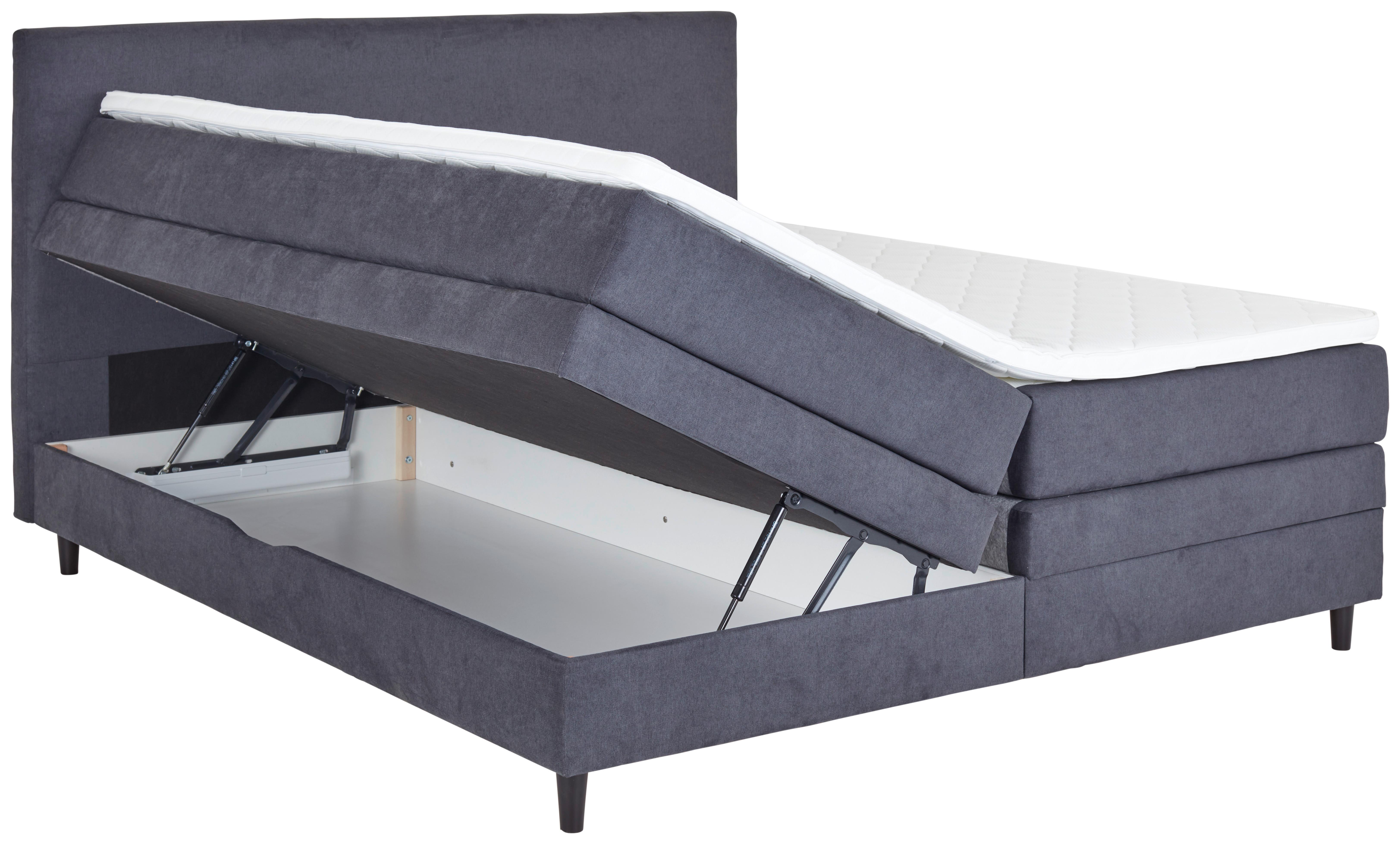 Boxspringbett Kleopatra - Anthrazit, KONVENTIONELL, Holz/Holzwerkstoff (180/200cm) - Ondega