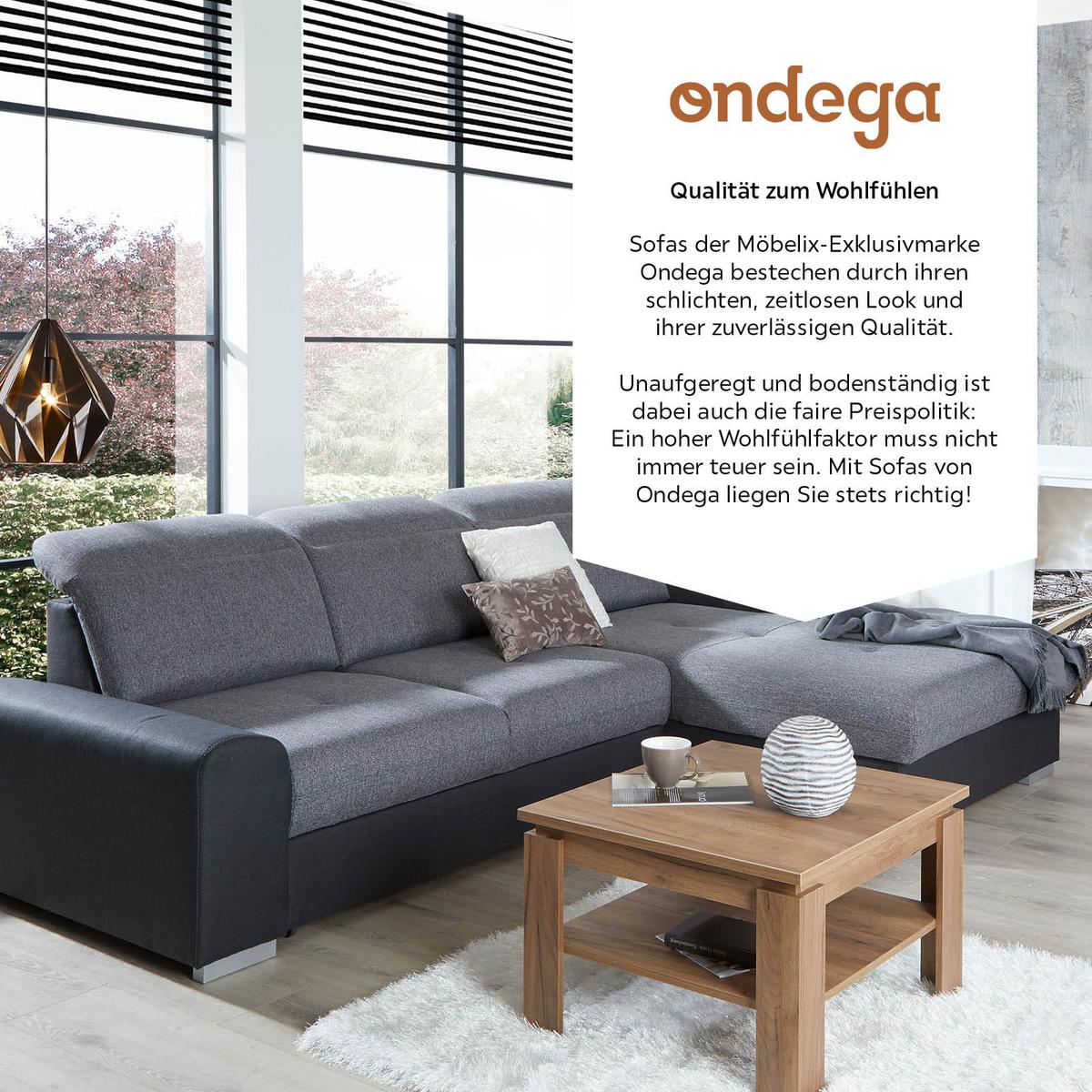 Ecksofa mit Schlaffunktion + Bettkasten Malaga, Webstoff - Silberfarben/Graphitfarben, KONVENTIONELL, Textil (286/203cm) - Ondega