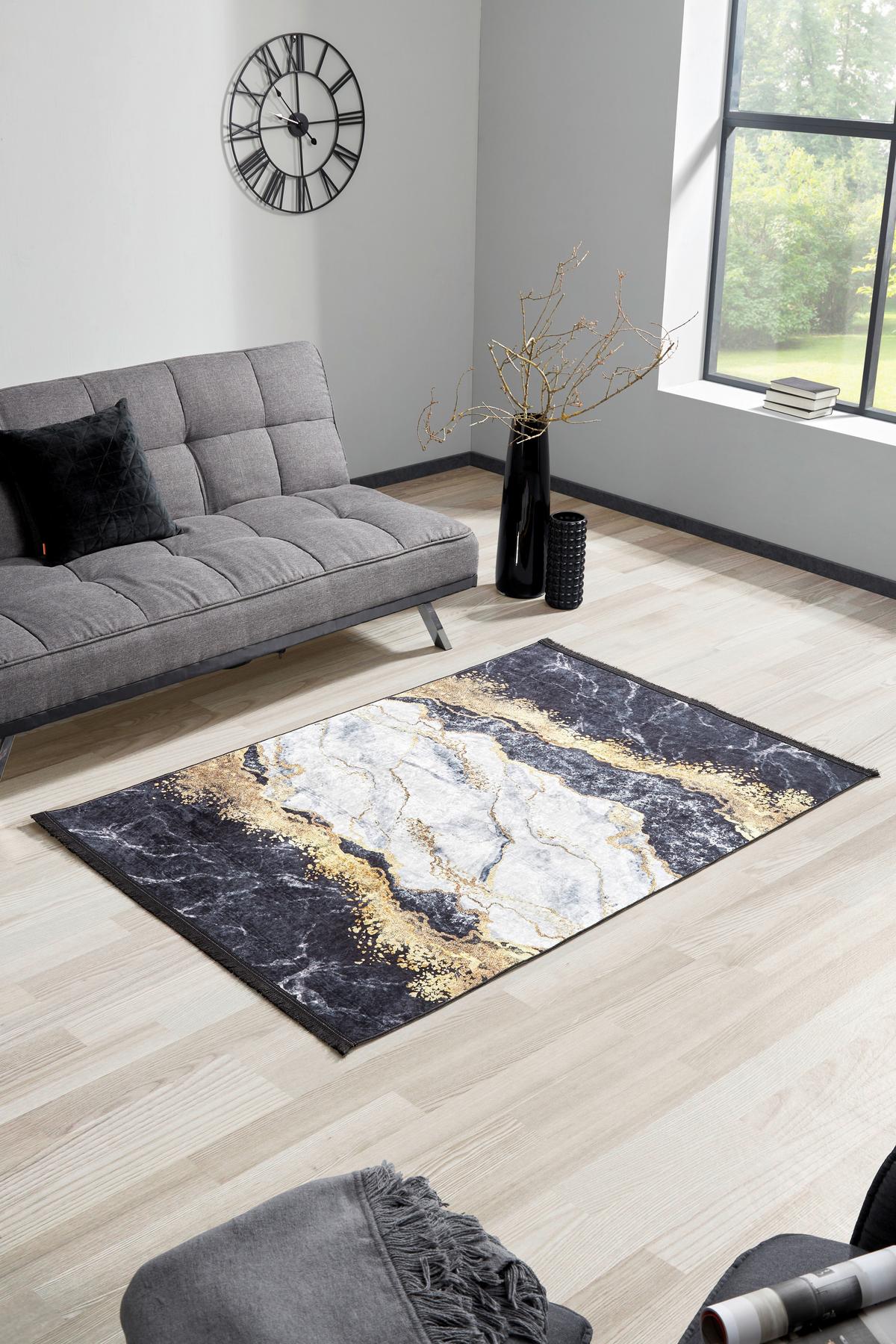Webteppich Multicolor Zephy 80x150 cm - Goldfarben/Schwarz, Basics, Textil (80/150cm) - Luca Bessoni