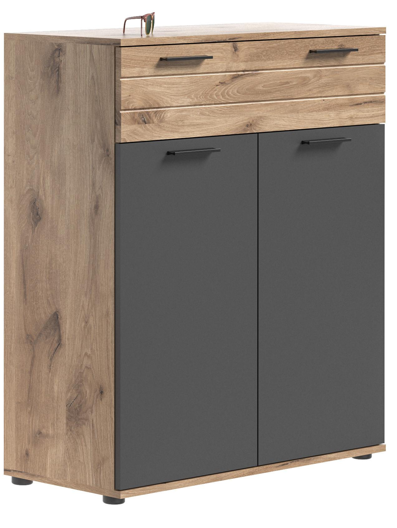 Schuhschrank Mason Grau/Eiche Dekor B: 90 cm - Eichefarben/Grau, MODERN, Holzwerkstoff (90/104/37cm) - MID.YOU