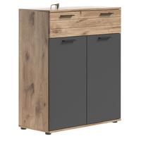 Skrinka na topánky sivá/dekor dub - čierna/sivá, Modern, kompozitné drevo/plast (90/104/37cm) - MID.YOU