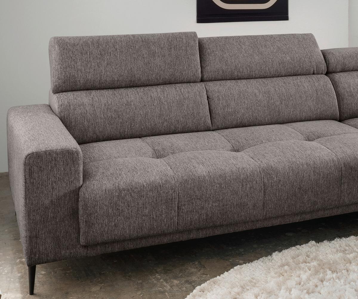 Ecksofa Intera Graubraun S: 276x188 Cm - Graubraun/Schwarz, KONVENTIONELL, Textil (276/188cm) - Livetastic
