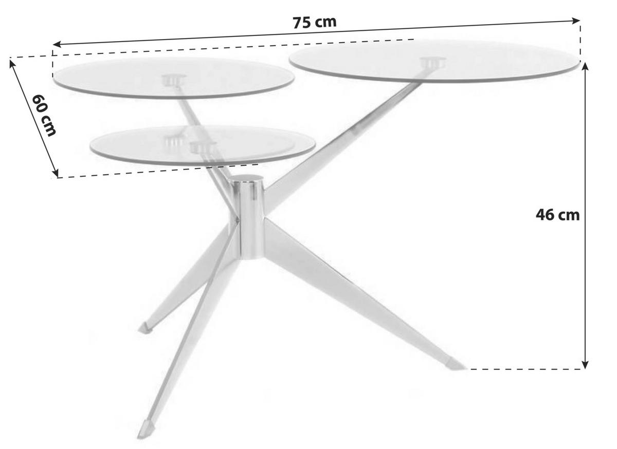 Beistelltisch Mit 3 Tischplatten Triplet Kupfer - Rosa/Kupferfarben, Basics, Glas/Holzwerkstoff (60/46/75cm) - Kayoom