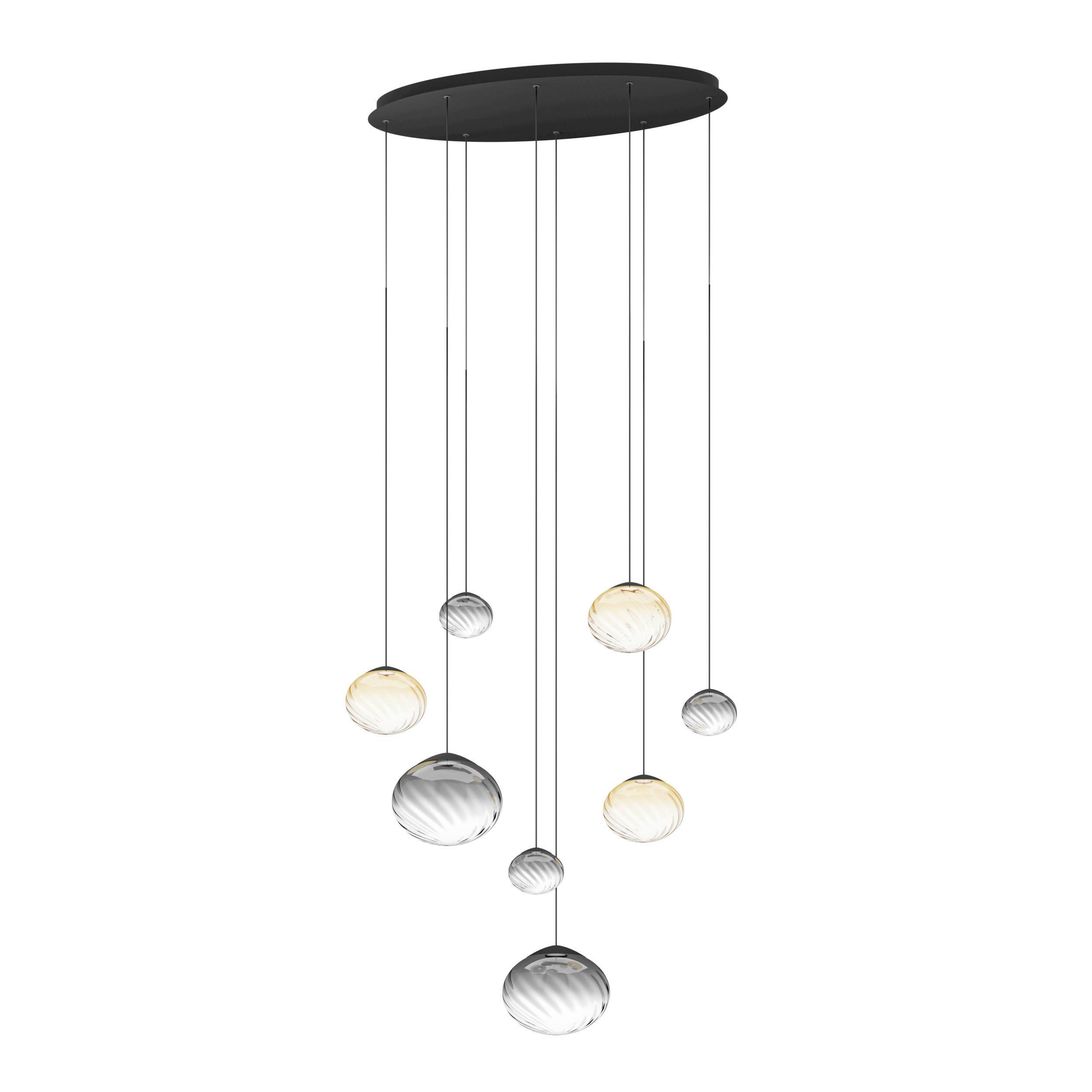 ZÁVESNÉ LED SVIETIDLO PANTOJA - čierna/horčicovožltá, Basics, kov/sklo (96/50/180cm) - Eglo