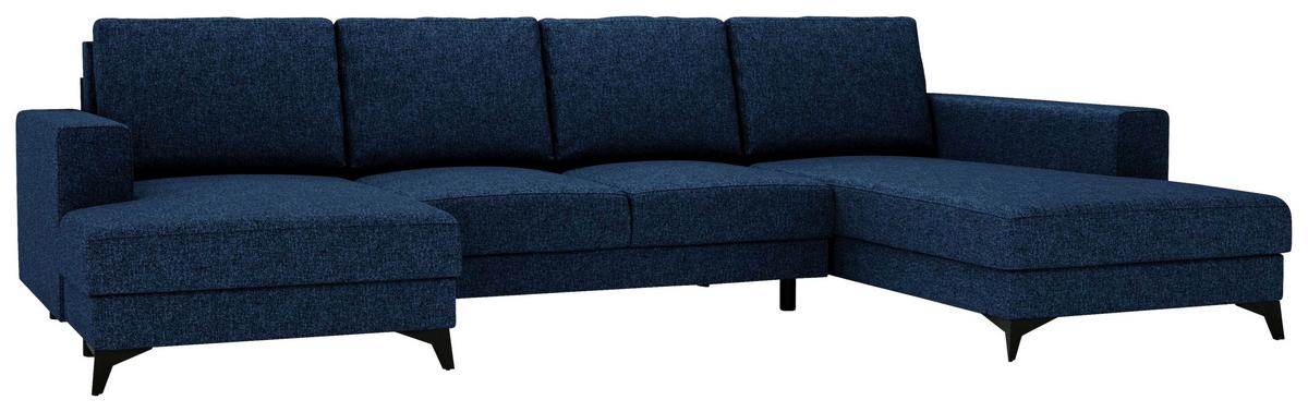 Harvey U Blau U: 156x339x190 Cm - Blau/Schwarz, Design, Textil (156/339/190cm) - Livetastic