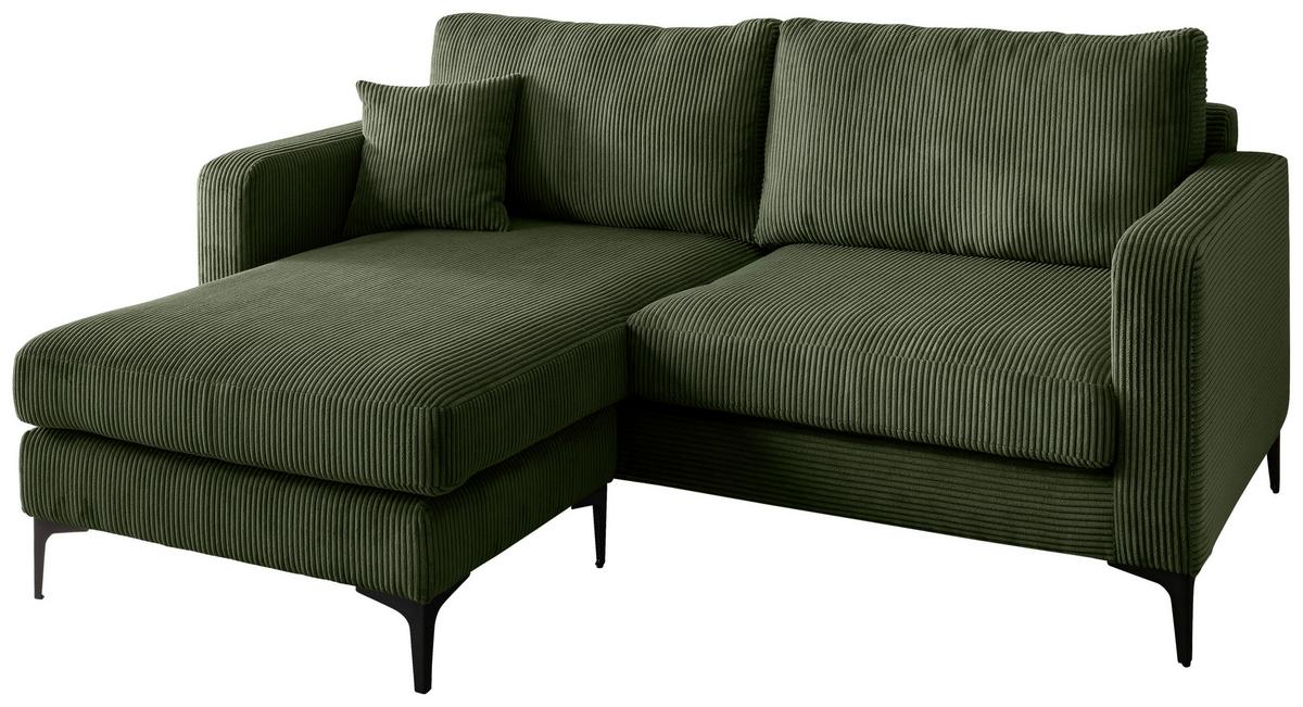 Ecksofa Eliza Dunkelgrün S: 204x153 cm - Dunkelgrün/Schwarz, Basics, Textil (204/153cm) - Livetastic