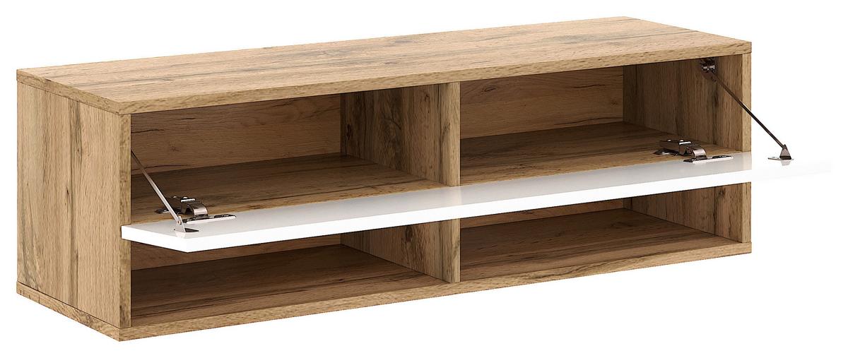 Lowboard Derby 100 - Weiß Hochglanz/Eiche Wotan, Design, Holzwerkstoff (100/31,5/32,5cm) - Livetastic