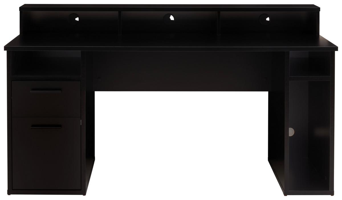 Gamingtisch Mx 200- Playtisch - Schwarz, Trend, Holzwerkstoff (165/90/67,5cm)