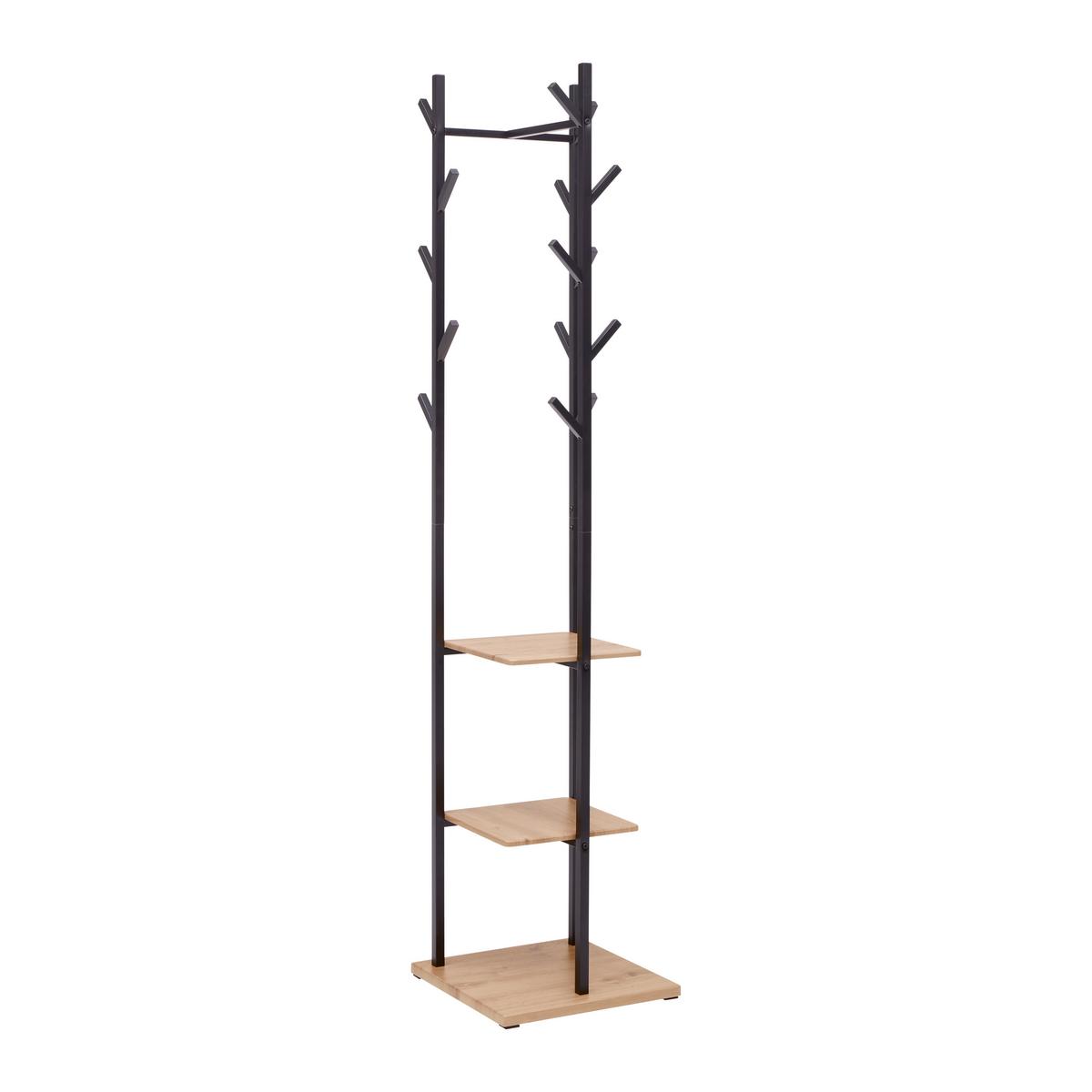 STOJAN DO ŠATNY LUGO -EXKLUSIV- - černá, Moderní, kov/kompozitní dřevo (40/182/40cm) - Mömax