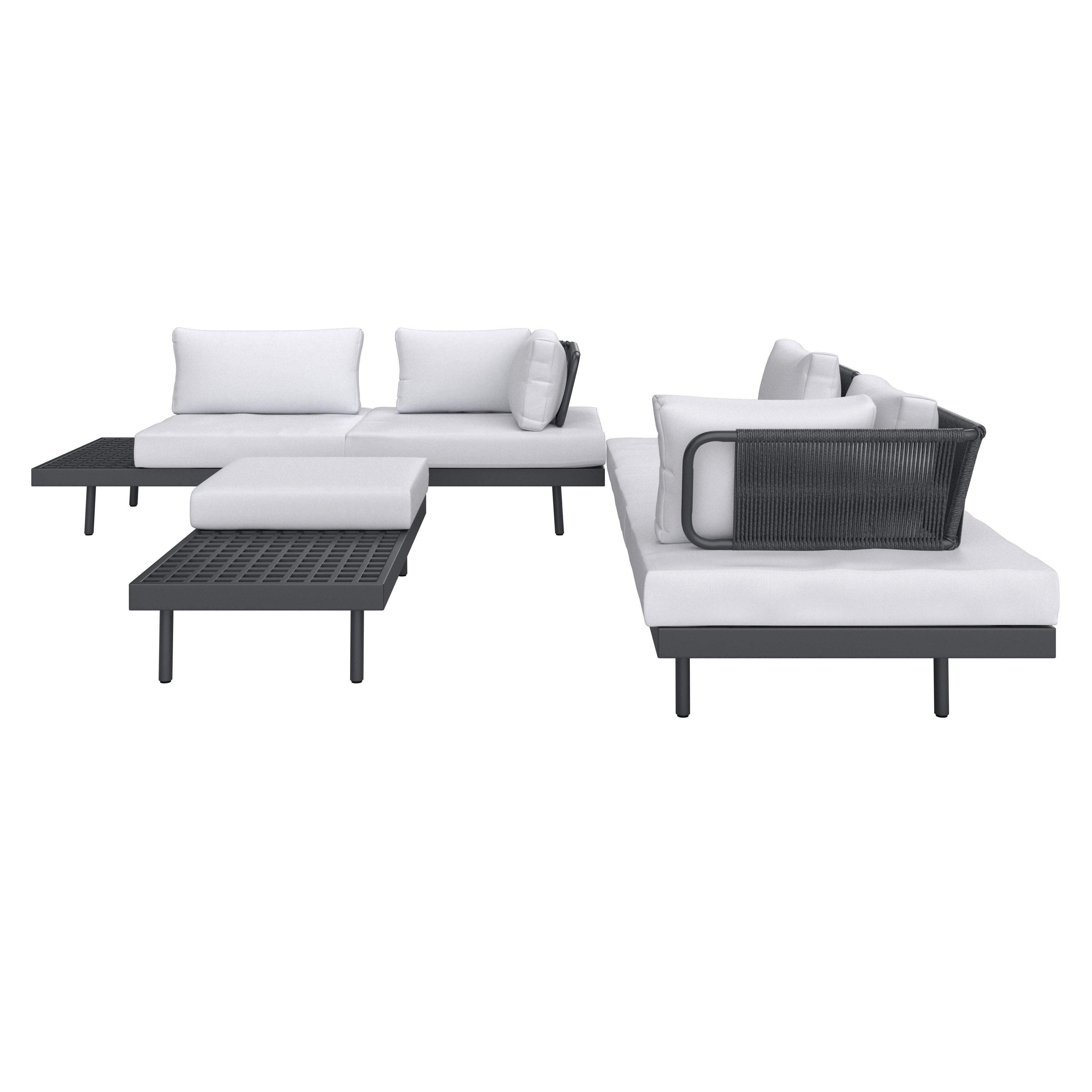 TERASOVÁ SEDACIA SÚPRAVA EMMA - tmavosivá, Modern, kov/drevo (220/79/87cm) - Bessagi Garden