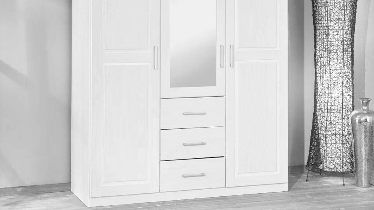 Drehtürenschrank Massiv Mit Spiegel 140 Cm Geraldo Weiß - Weiß, LIFESTYLE, Holz (140/190/55cm) - MID.YOU