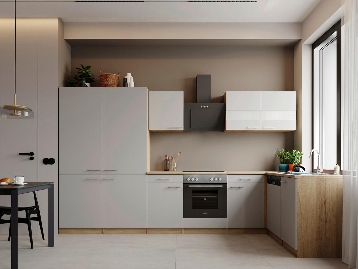 ECKKÜCHE Merle, Weiß S: 340x172 cm - Eichefarben/Weiß, Trend, Holzwerkstoff (340/172cm) - Respekta