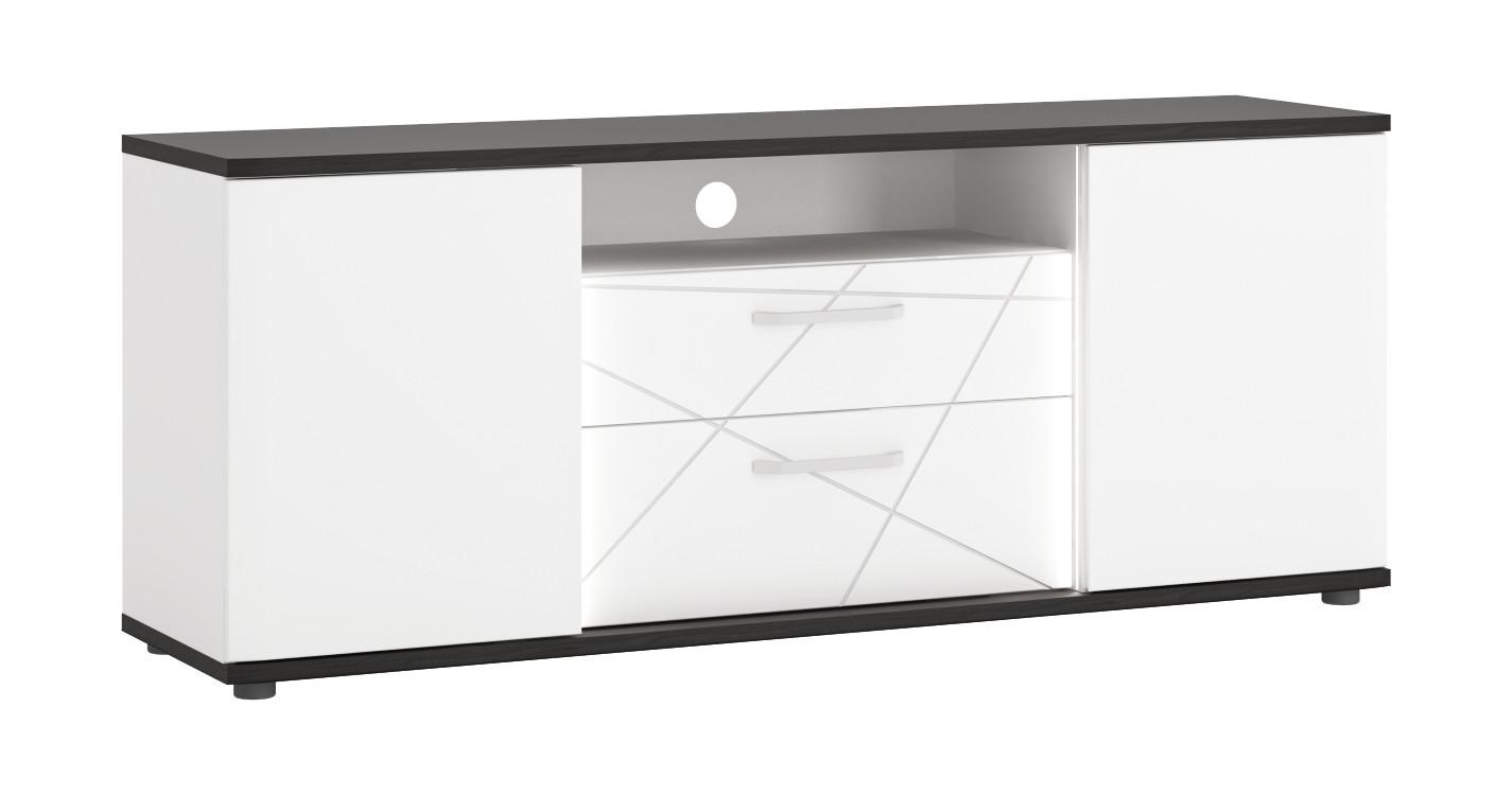Tv-element Venezia Eiche Dunkel/weiß B: 161,4 Cm - Eiche dunkel/Weiß Hochglanz, MODERN, Holzwerkstoff (161,4/64,5/40cm)