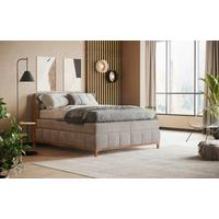 Boxspringbett Moon mit Topper 160x200 cm - Sandfarben/Eichefarben, MODERN, Holz/Holzwerkstoff (160/200cm) - MID.YOU
