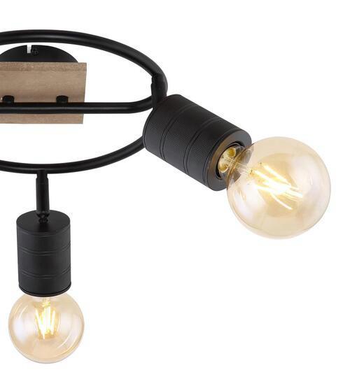 Strahler Josella 3-flammig Verstellbar Ø 29 Cm - Dunkelbraun/Schwarz, Design, Holz/Metall (29/18cm) - Globo