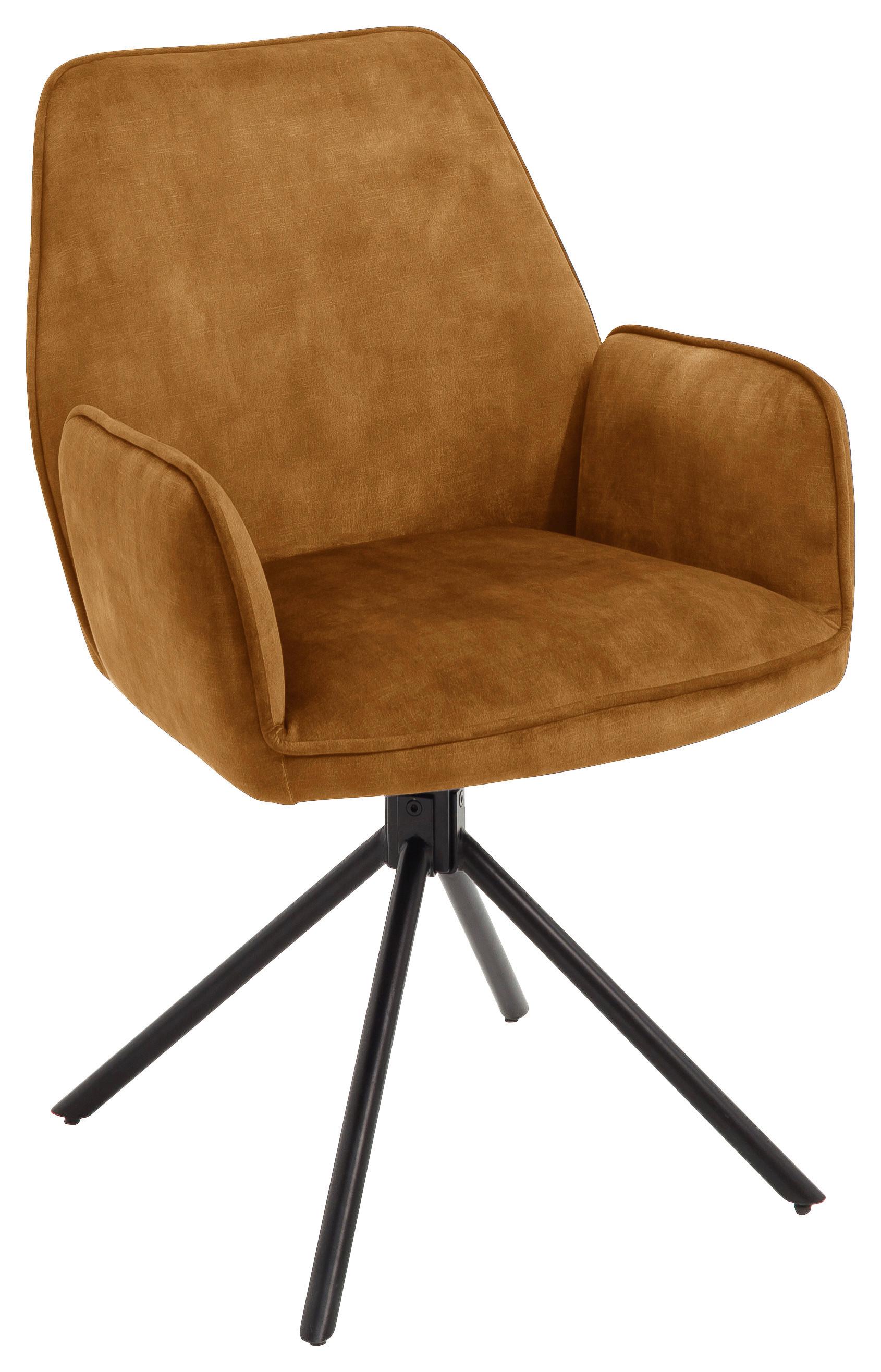 ŽIDLE S PODRUČKAMI OTTAWA - curry žlutá/černá, Moderní, kov/textil (60/89/64cm) - Premium Living