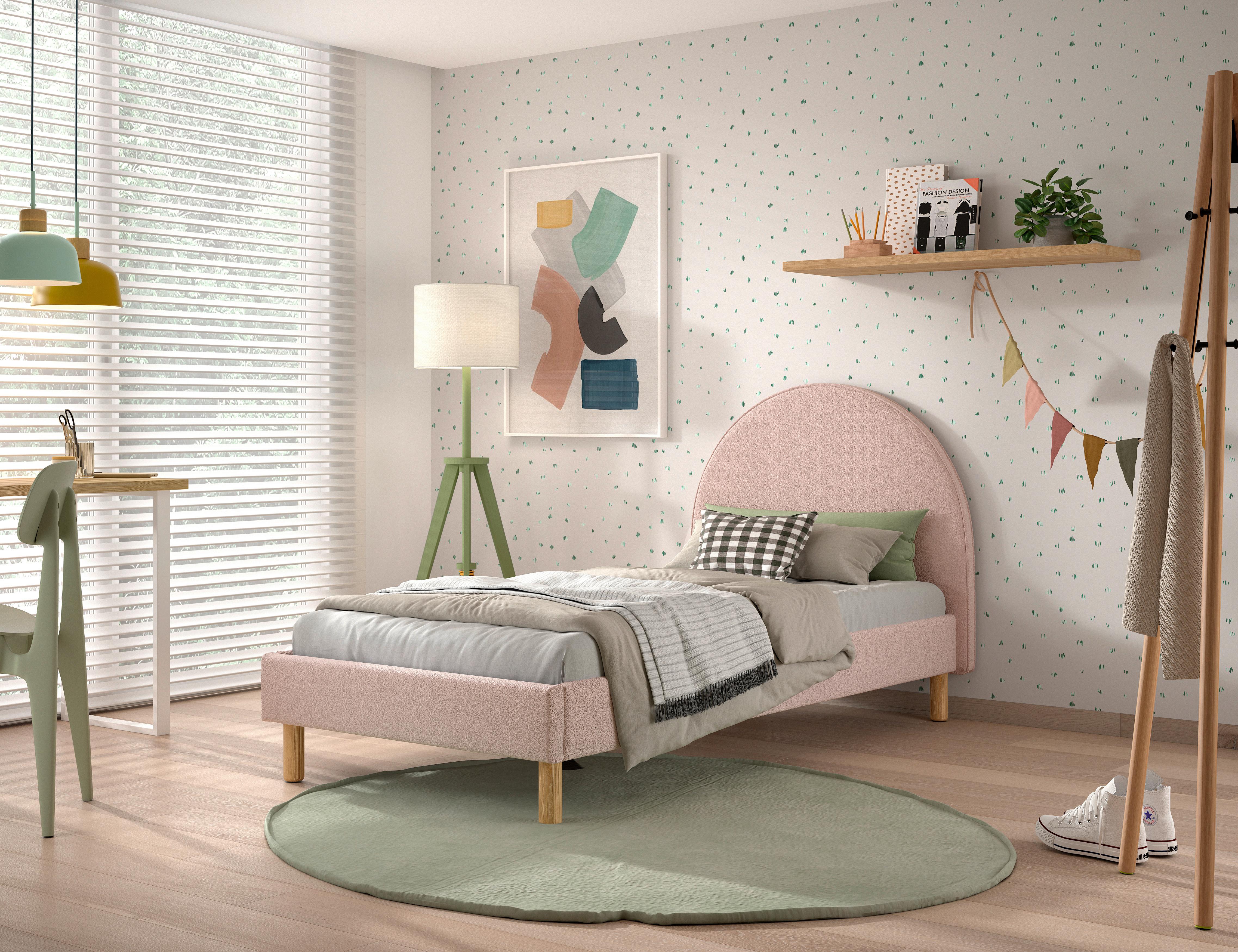 Kinderbett Moon 90x200 cm Rosa inkl. Lattenrost - Naturfarben/Rosa, ROMANTIK / LANDHAUS, Holz/Textil (90/200cm) - Vipack