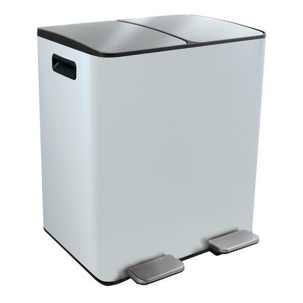 Treteimer Aliya 40l Weiß Metall Lbh: 45x30x51 Cm - Schwarz/Weiß, Basics, Kunststoff/Metall (45/30/51cm) - Spirella
