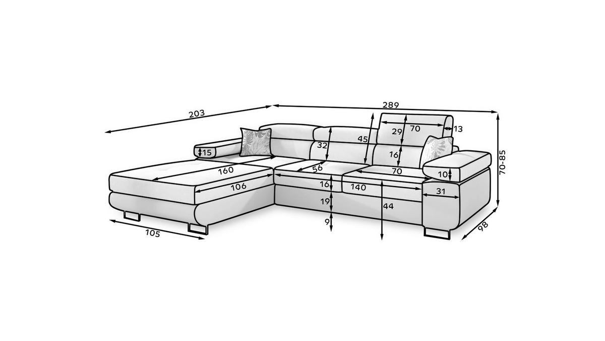 Ecksofa Armando Hellgrau S: 289x203 Cm - Chromfarben/Hellgrau, Design, Textil (289/203cm) - MID.YOU