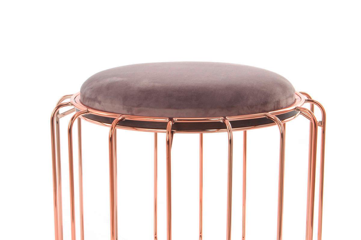 Beistelltisch/Pouf 2 in 1 Comfortable Rosé/Dunkelviolett - Violett/Kupferfarben, Basics, Glas/Holzwerkstoff (50/50/45cm) - Kayoom