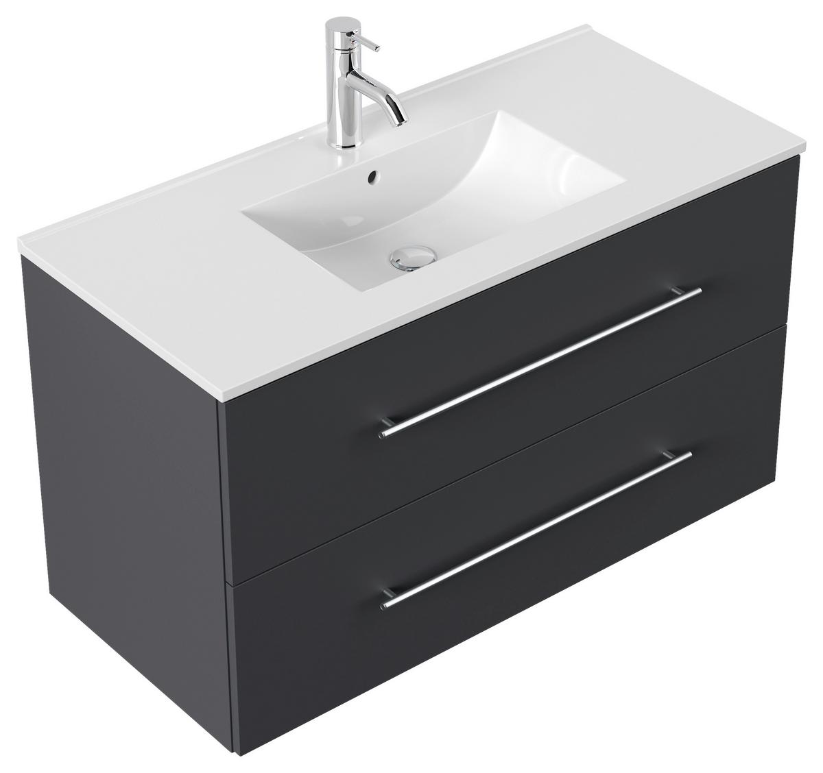 WASCHTISCHKOMBI Homeline, Graphitfarben B: 101cm - Graphitfarben/Weiß, Basics, Keramik/Holzwerkstoff (101cm) - MID.YOU
