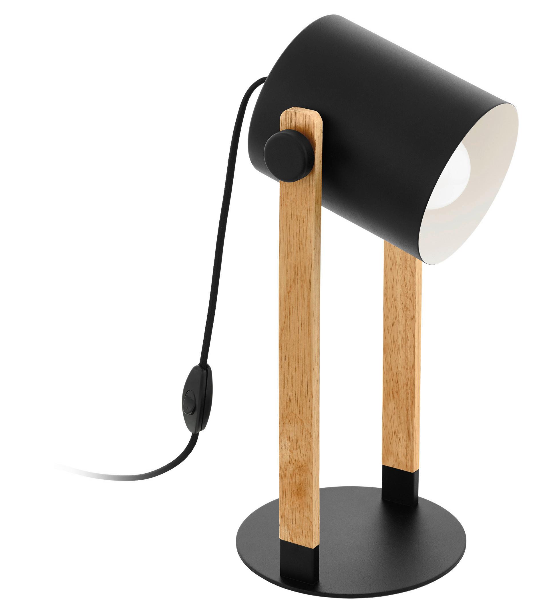 STOLNÁ LAMPA HORNWOOD - hnedá/čierna, Natur, kov/drevo (21/18/42cm) - Eglo