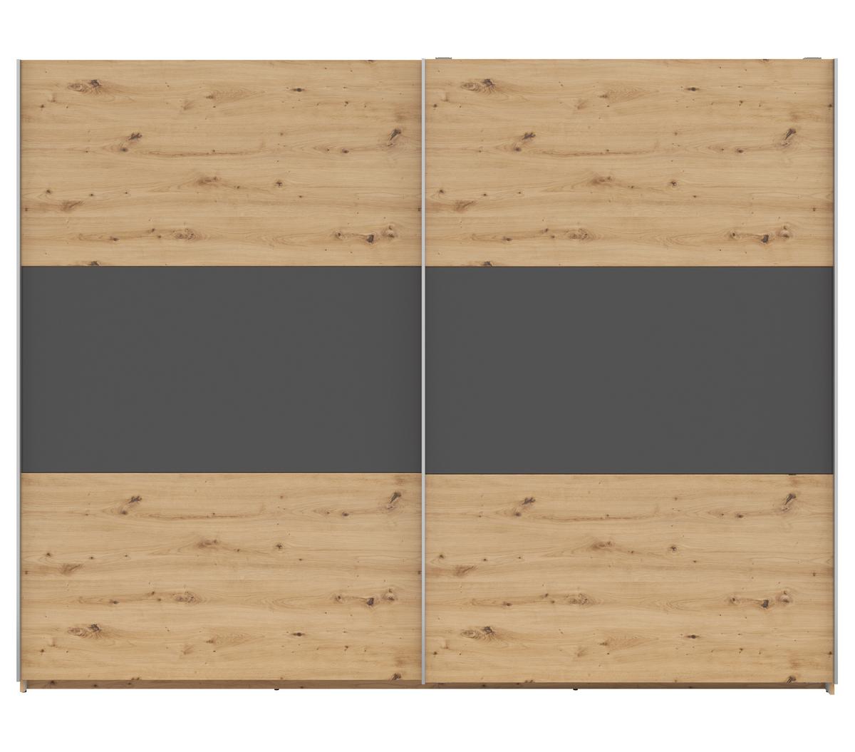 Tolóajtós Szekrény Saturn 270/210cm - grafitszürke/Artisan tölgy, Konventionell, faalapú anyag (270/210/59cm)