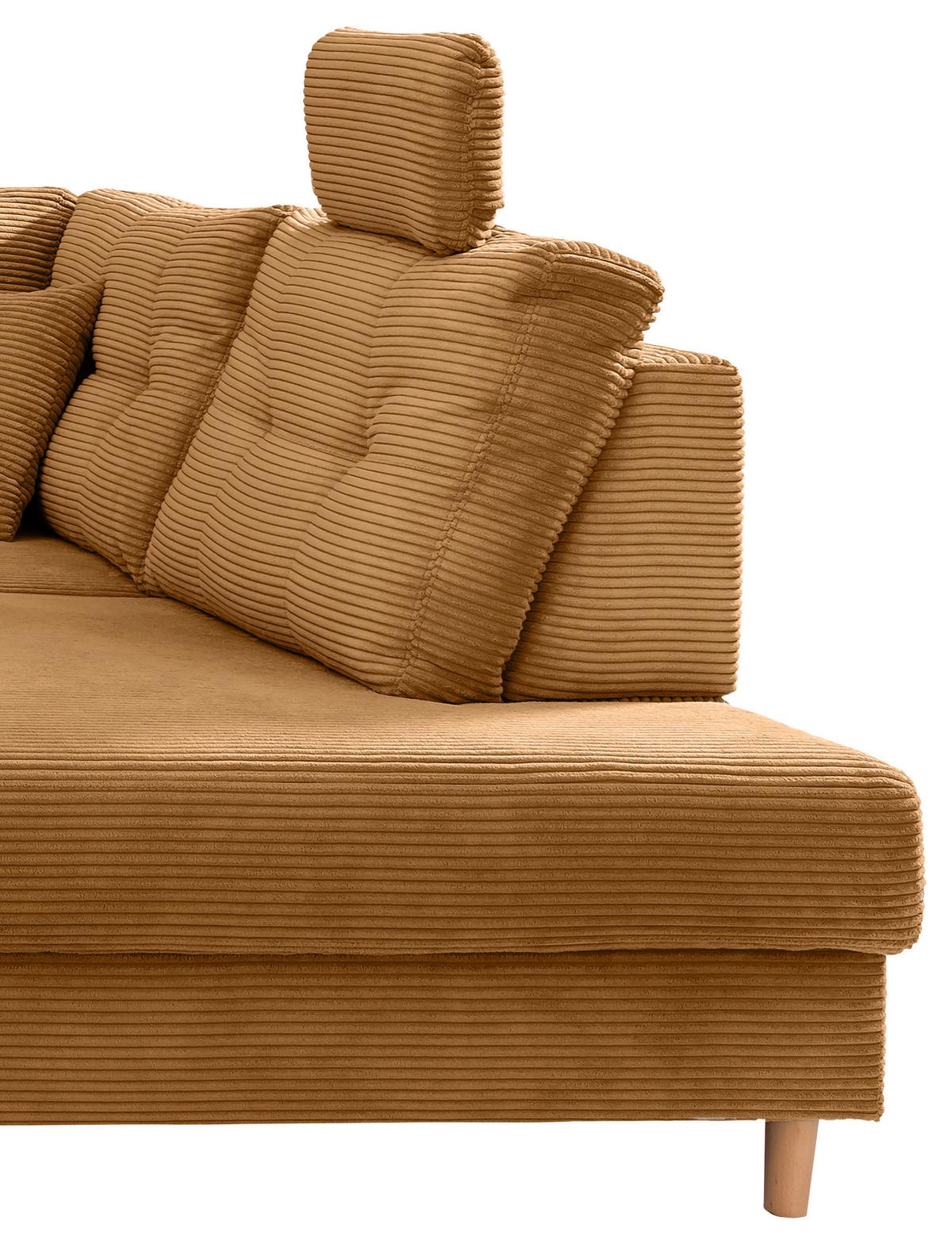 Wohnlandschaft Brizzini mit Schlaffunktion, Goldfarben - Goldfarben/Naturfarben, MODERN, Textil (176/338-352/206cm) - Livetastic