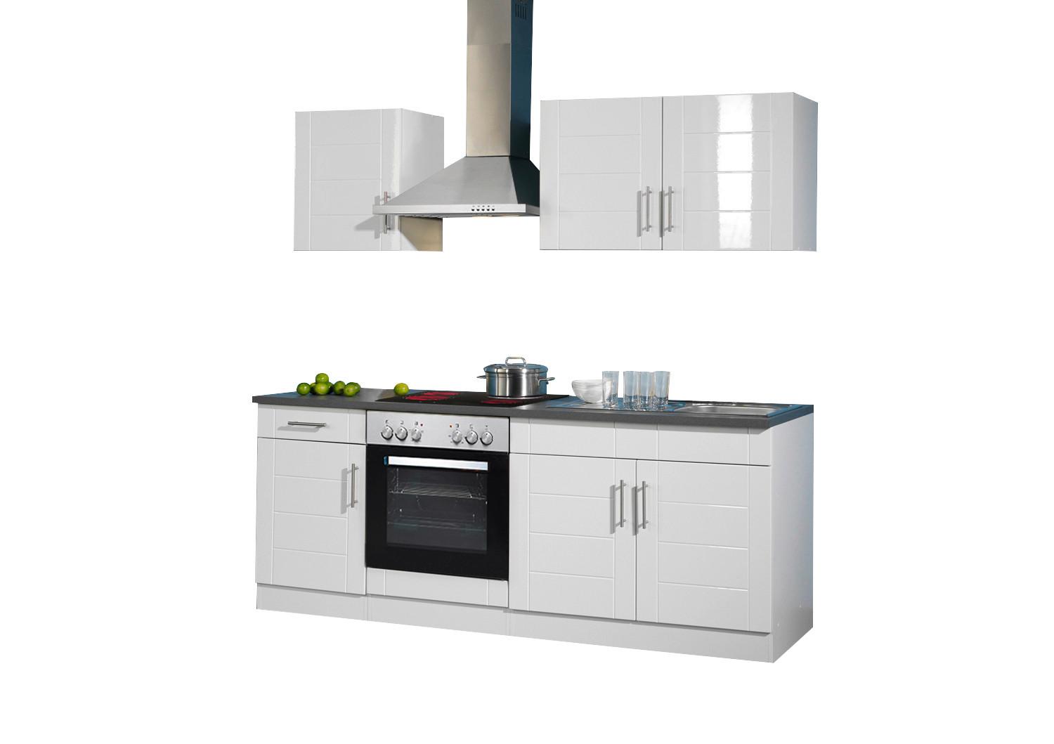 Küchenblock Nevada Weiß B: 210 cm - Weiß Hochglanz/Anthrazit, MODERN, Holzwerkstoff (210cm) - Held