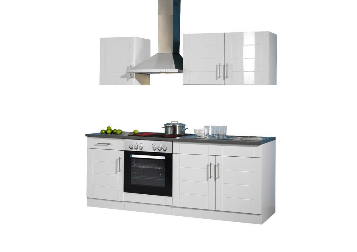 Küchenblock Nevada Weiß B: 210 cm - Weiß Hochglanz/Anthrazit, MODERN, Holzwerkstoff (210cm) - Held