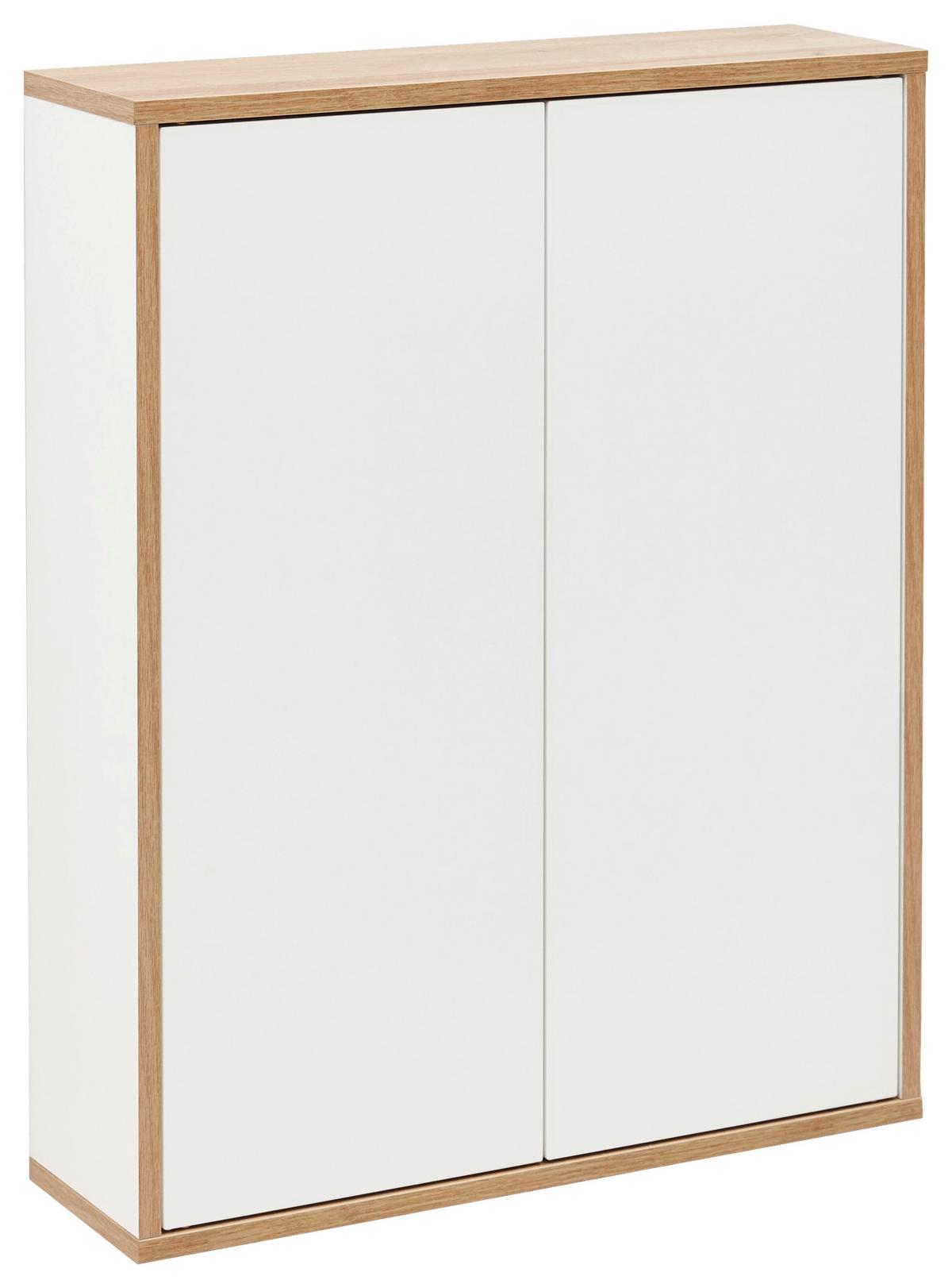 Hängeschrank Finn B:60cm Weiß/eiche Dekor - Eichefarben/Weiß, MODERN, Glas/Holzwerkstoff (60/75/18,5cm) - MID.YOU