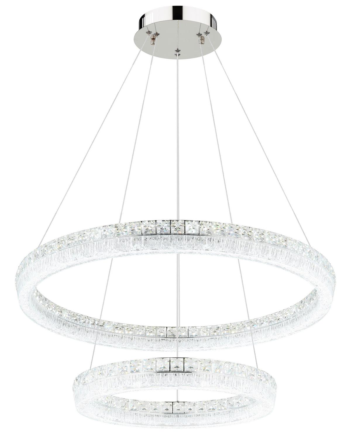 LED-Hängeleuchte Memory-Funktion - Klar/Chromfarben, Design, Glas/Kunststoff (80/120cm) - Globo