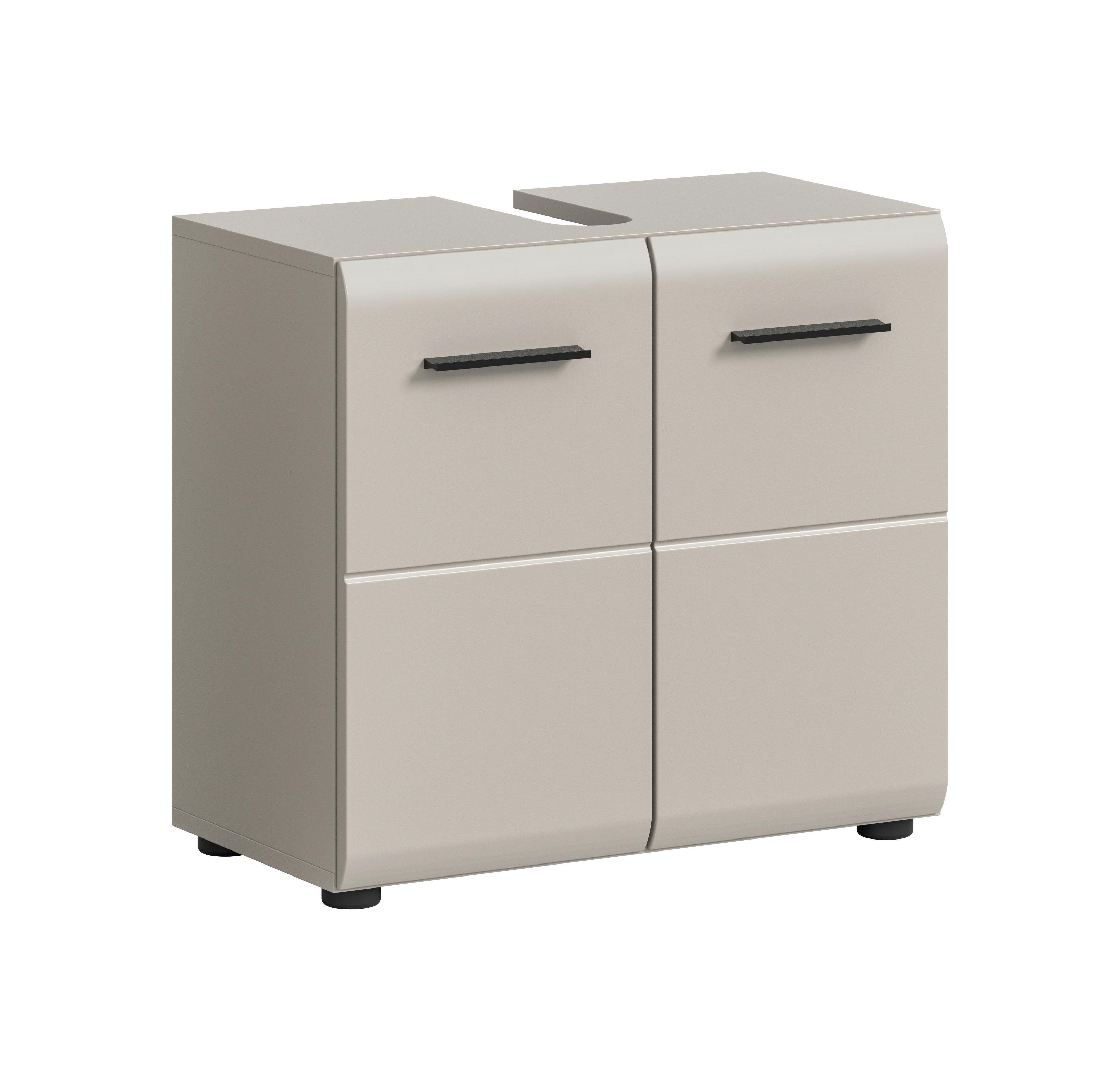WASCHBECKENUNTERSCHRANK Ice Kaschmir B: 60cm - Kaschmir/Schwarz, Trend, Holzwerkstoff (60/54/30cm) - MID.YOU