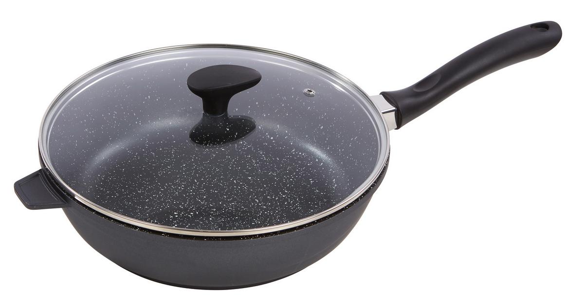 Bratpfanne Julischka D: 28 cm Aluguss Antihaftbeschichtet - Klar/Schwarz, KONVENTIONELL, Glas/Metall (28/7,5cm) - James Wood