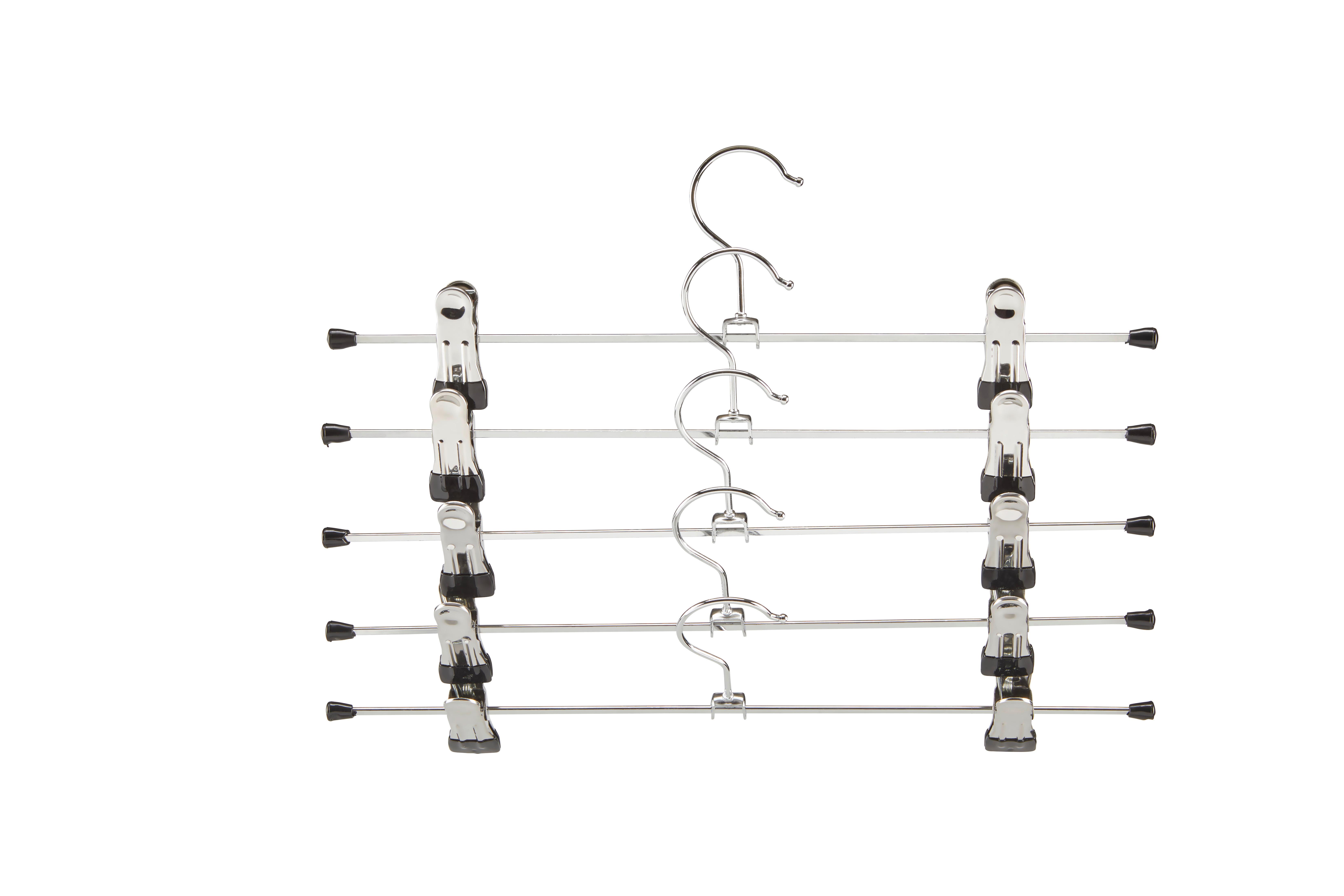 Hosenbügel Oskar 5er-Set - Silberfarben/Schwarz, Kunststoff/Metall (11/35cm) - Homezone