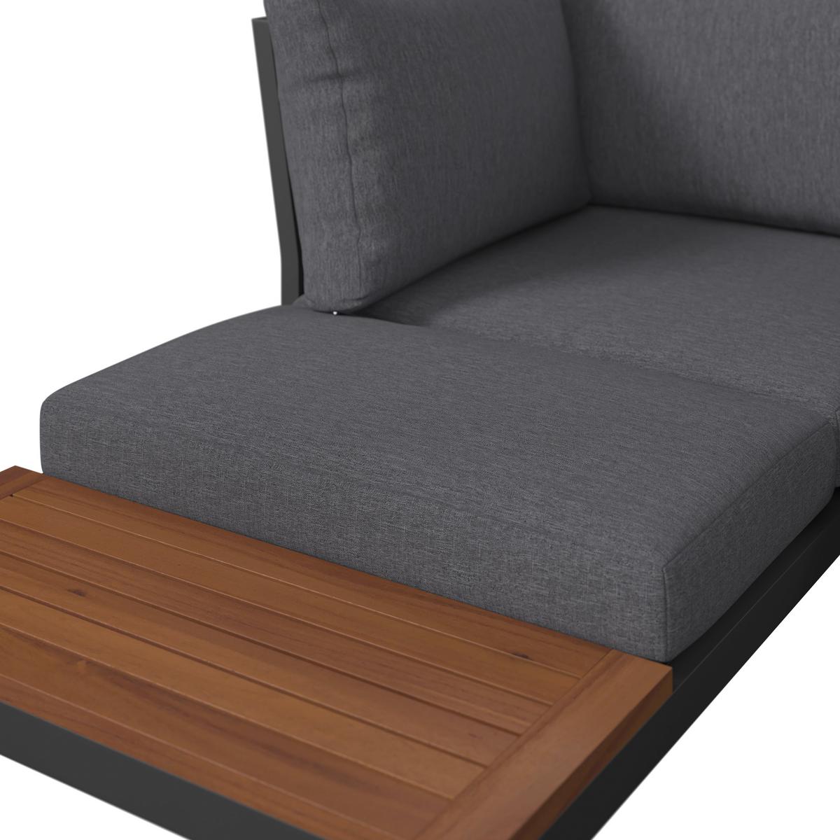 Loungegarnitur Rimini - Dunkelgrau/Weiß, MODERN, Holz/Textil (143/208,5cm) - Beldano