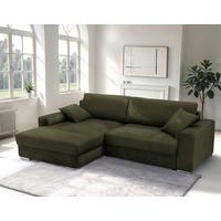 Ecksofa Larnaca, Olivgrün Schenkel: 177x269 cm - Chromfarben/Olivgrün, Design, Textil (177/269cm) - Livetastic