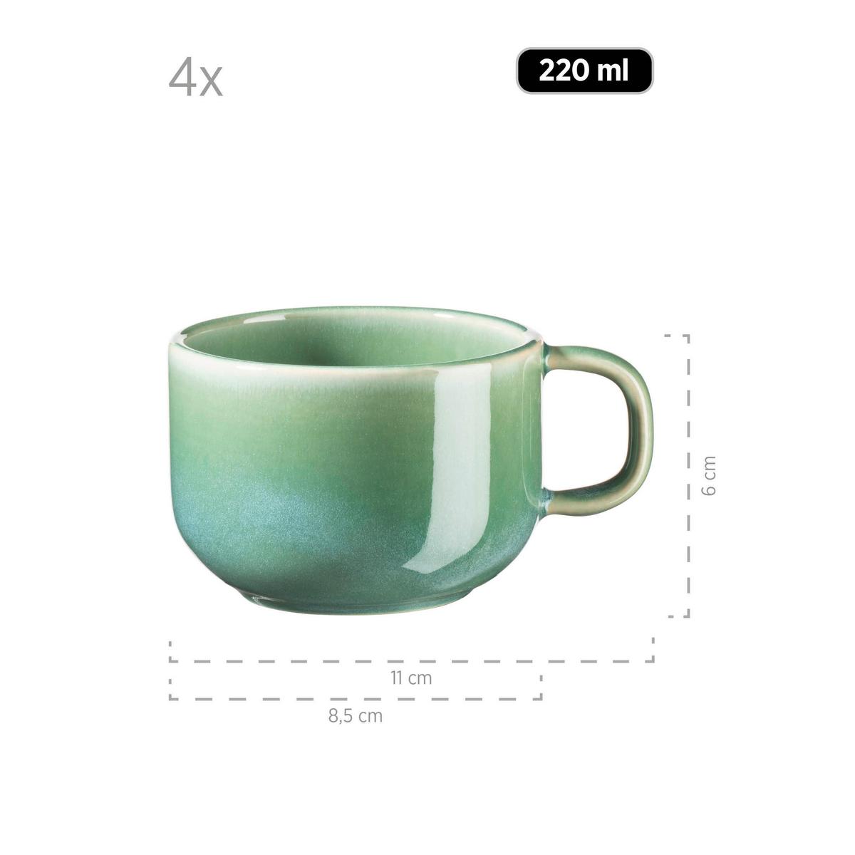 Kaffeeservice Elina Uno 4 Personen Geschirr Set - Grün, Basics, Keramik - Mäser
